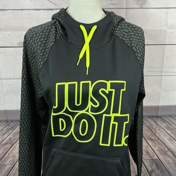 Nike Mens Therma Fit Hoodie size Medium Black Long Sleeve Fleece Lined Pull Over - Picture 8 of 10